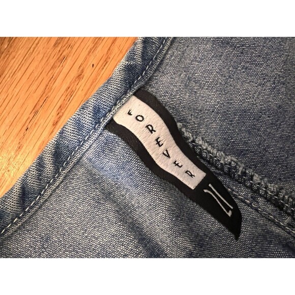 Y2k Forever 21 Denim Mini Skirt M Knee Length Flare Streetwear cowgirl - Picture 3 of 7